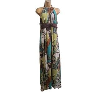 Rabbit Rabbit Rabbit Long Maxi Dress Women's Size 12 Halter Neck Summer Paisley
